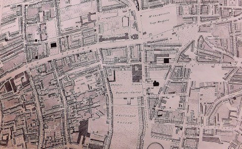 Old Street area showing the Bunhill Fields Burying Grounds.